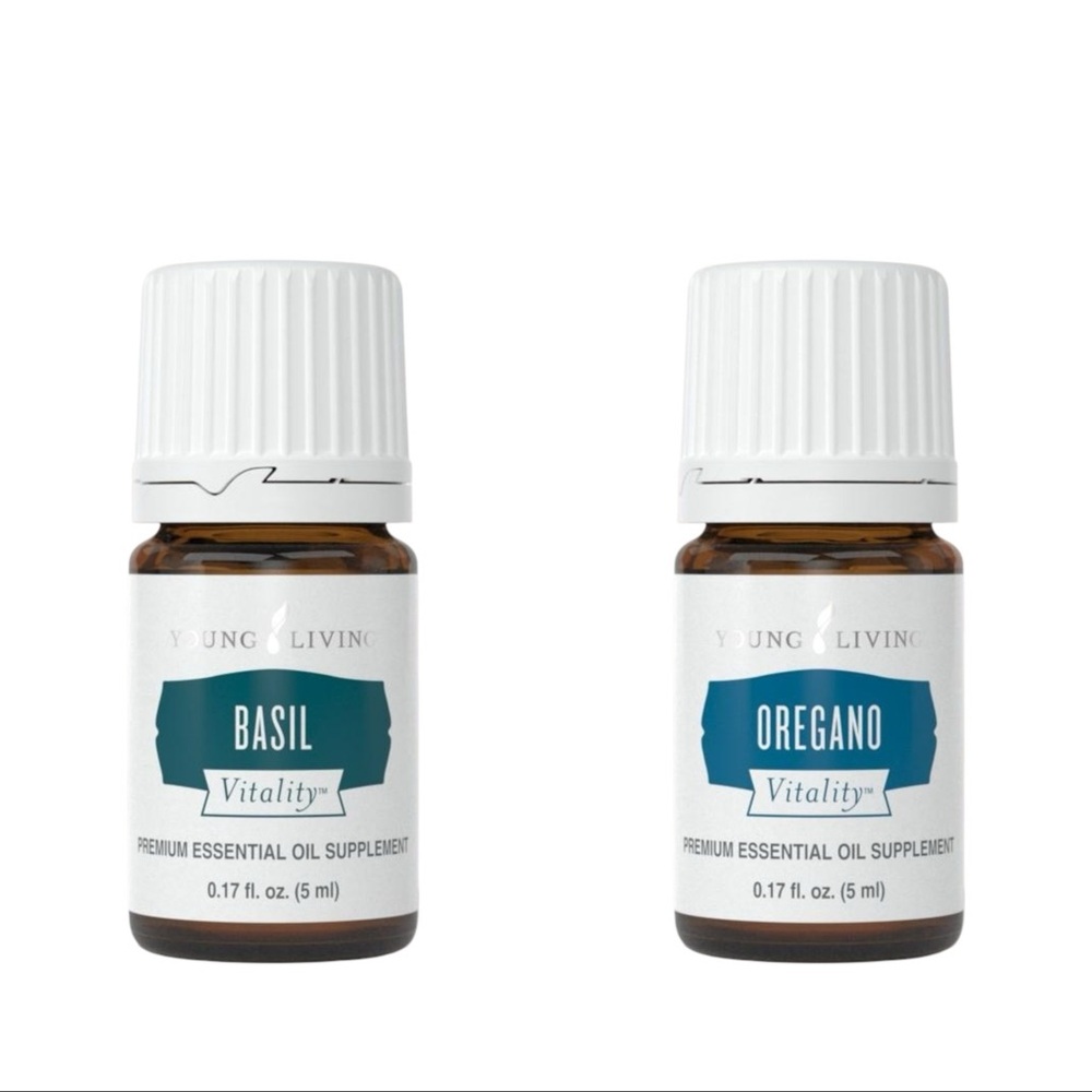 Young Living Vitality Essential Oils in Basil and Oregano 5ml each NWT